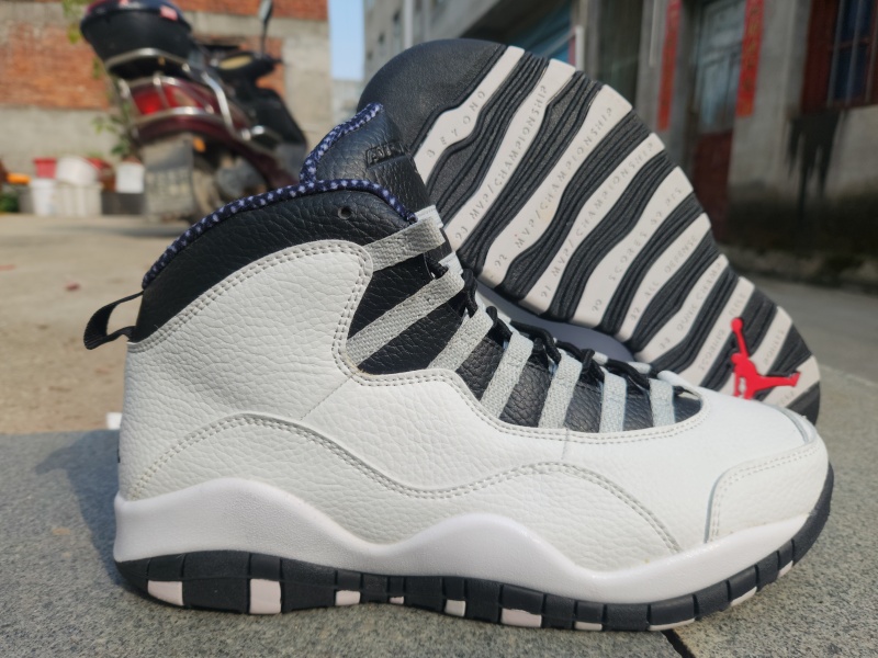Men's Running Weapon Air Jordan 10 White/Gray/Black Shoes 011